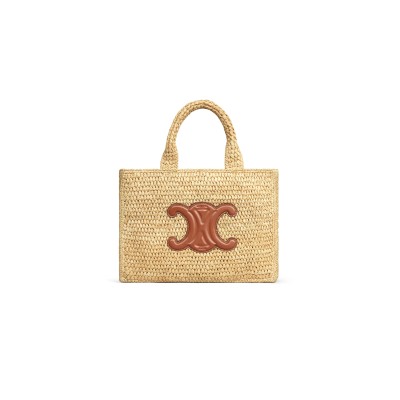 CELINE SMALL CABAS THAIS IN RAFFIA AND CALFSKIN 116302FF7.04LU (27*19*13cm)